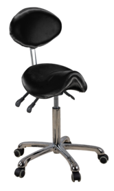 Zadelkruk op wielen met rugleuning Supreme Zwart EZ TAO-line met vertragende wielen