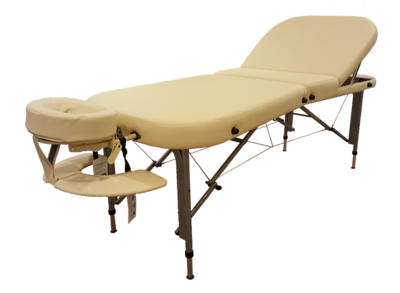 Contour Oval Alu Pro Comfort Massagetafel Pakket + rugleuning Crème Collini